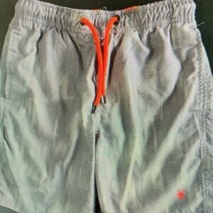 Men's Gray Swim Shorts with Orange Accents